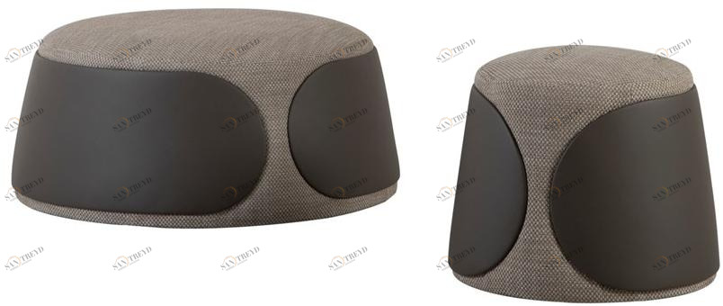 Tonin Casa Круглый пуф с обивкой из кожи и ткани Mama sun-id-1498740