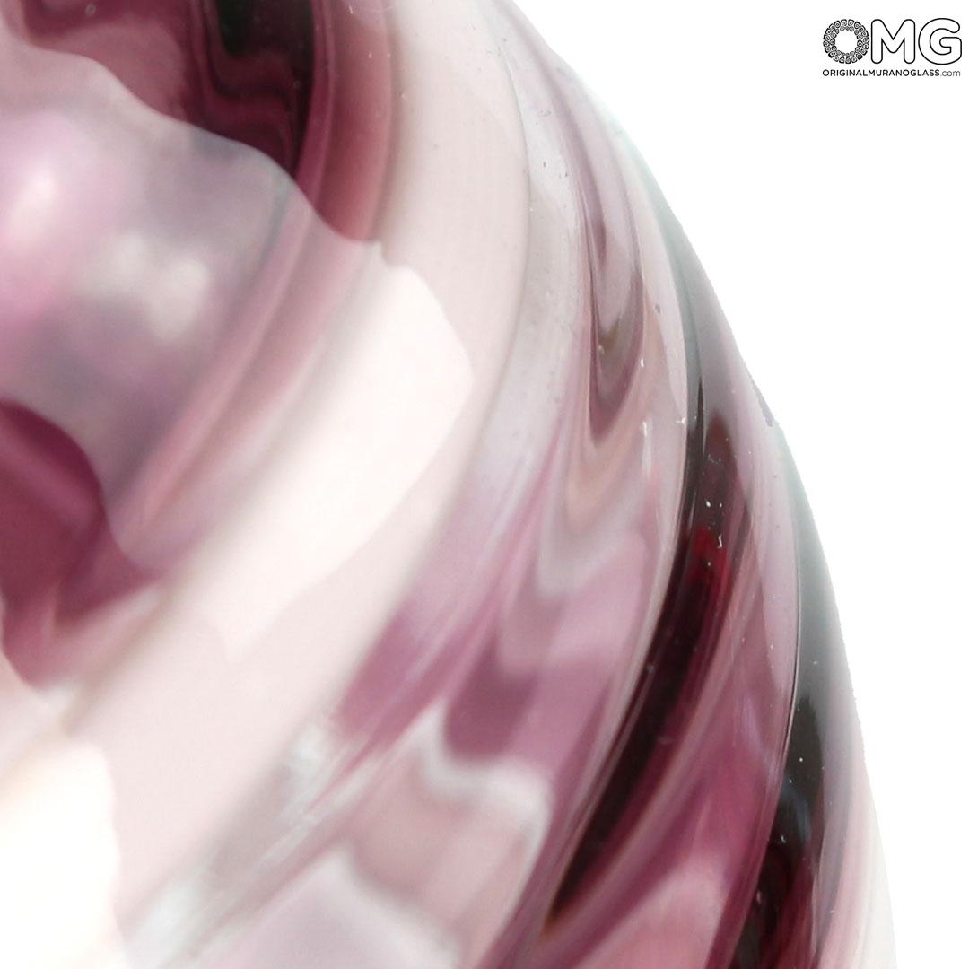 4333 ORIGINALMURANOGLASS Ваза круговорот жизни в сиреневую полоску - Муранское стекло OMG 11 см  - Вид №1