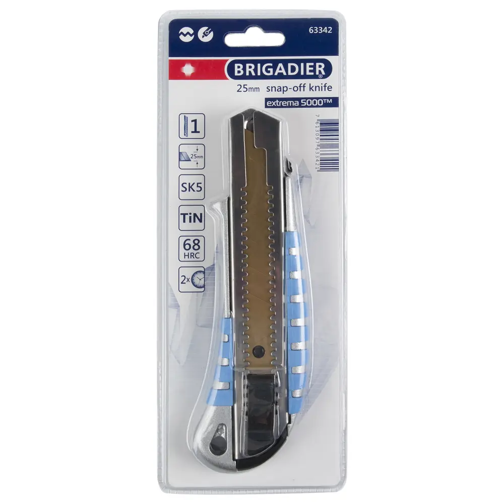 Нож 25 мм металлический корпус, лезвие с титановым покрытием BRIGADIER STLM-2049319 - Вид №1