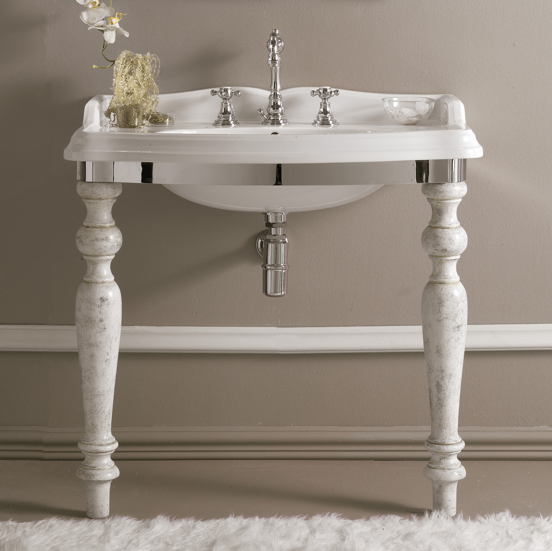 FI3090 3SC Консоль Firenze с умывальником LA02 и сифоном Classico Treesseci 3SC