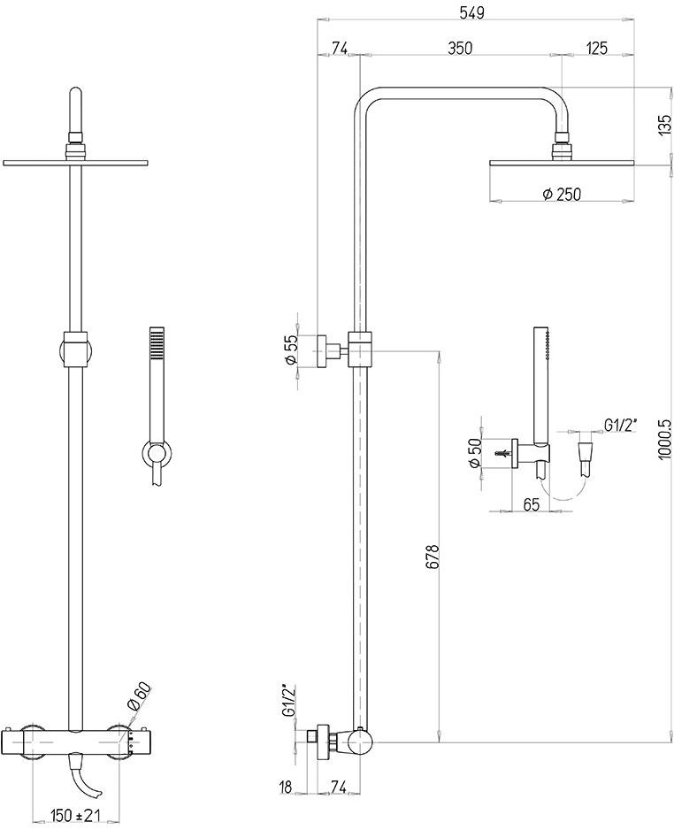 Душевая система Paini Cox 78PJ689TH с термостатом  - Вид №2