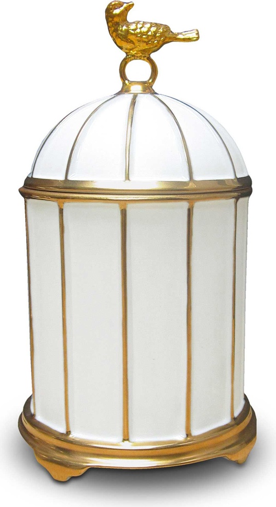 10571382 L’Objet Свеча 15см "Птица с клеткой" (позолота) Фарфор 