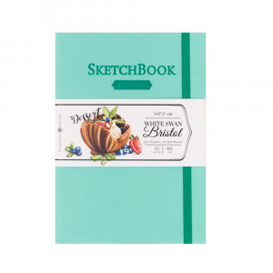 401228 Скетчбук для графики и маркеров Bristol Touch 180 г/м2 А5 14.8 х 21 см твердый переплет 50 л. мятный Малевичъ