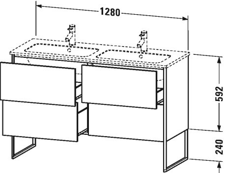 XS444909292 XSquare Тумбочка напольная Каменно-серый шелковисто-матовый лак Duravit - Вид №1
