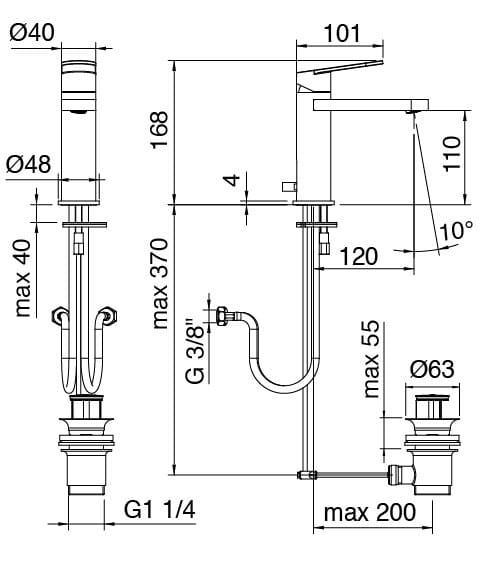 Смеситель для раковины из латуни Zazzeri Trend X ARCH-00146372 - Вид №2