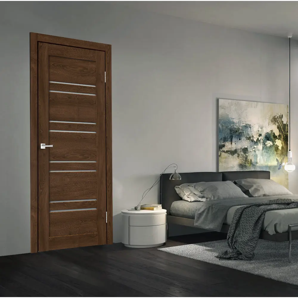 Комплект двери Лайн 1 со стеклом 70x200 см Hardflex цвет дуб тернер венге с добором 100 мм 89429276 STLM-2062453 VELLDORIS  - Вид №1