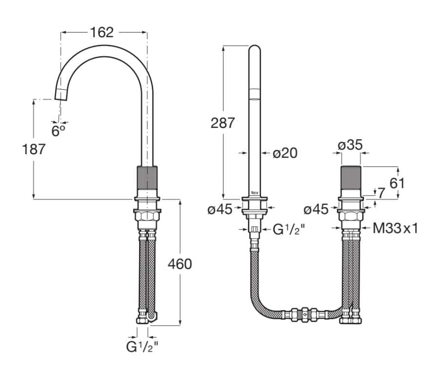 Смеситель для раковины с 2 отверстиями Roca Nu ARCH-00048471 - Вид №4