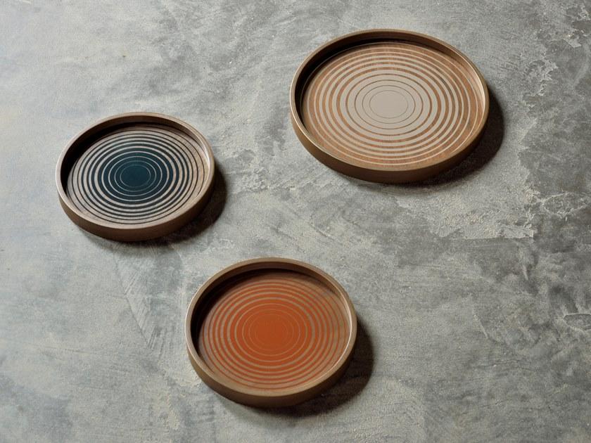 Ethnicraft Круглый поднос из дерева и стекла Linear flow 20927 - Вид №3