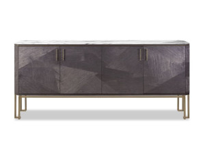 Деревянный шкаф с распашными дверями и мраморной столешницей