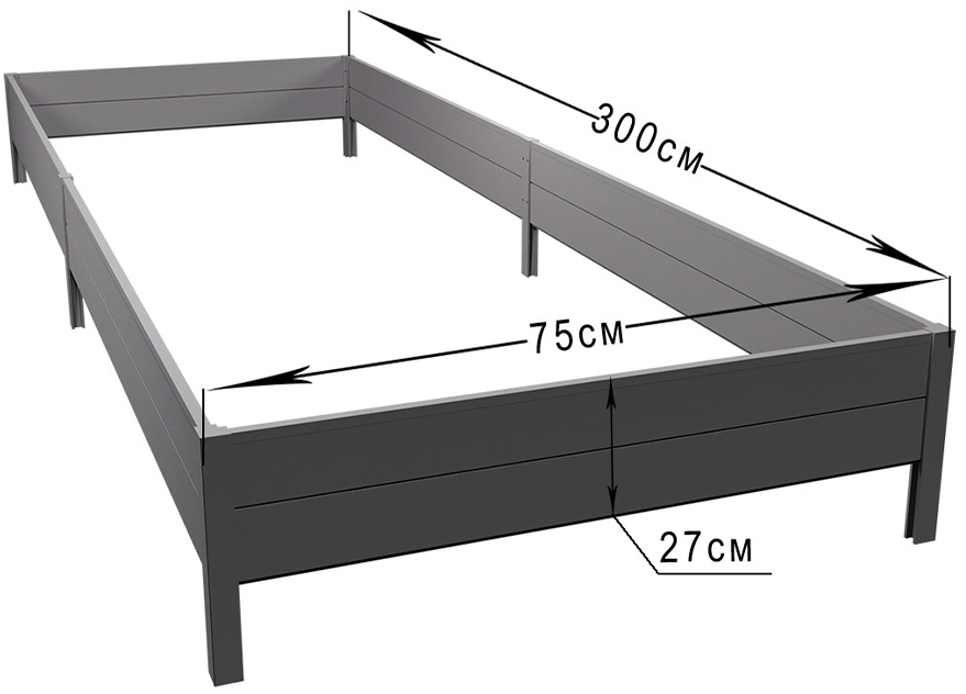 Грядка ПВХ 3 х 0,75 м, высота 27 см ГеоПластБорд