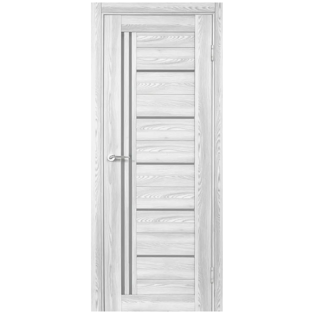 Комплект двери Новара Вертикаль остекленная 80x200 см ПВХ цвет ривьера айс с добором 200 мм PORTIKA STLM-2019820