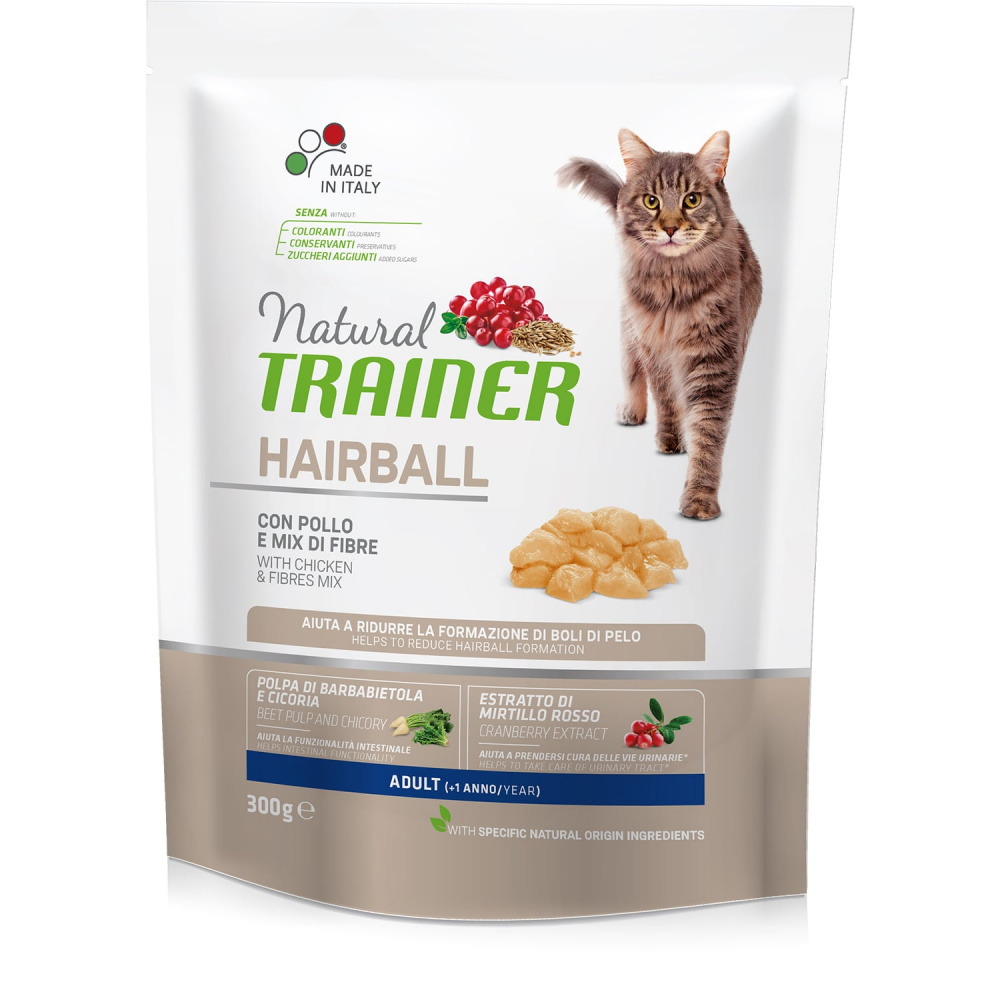 ПР0059541 Корм для кошек TRAINER Natural Hairball для выведения шерсти, курица сух. 300г NATURAL TRAINER 