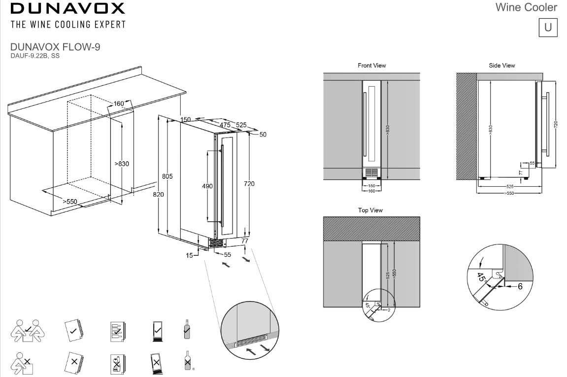 5342448 Встраиваемый винный шкаф Dunavox DAUF-9.22B черный STDN-0106897 - Вид №3