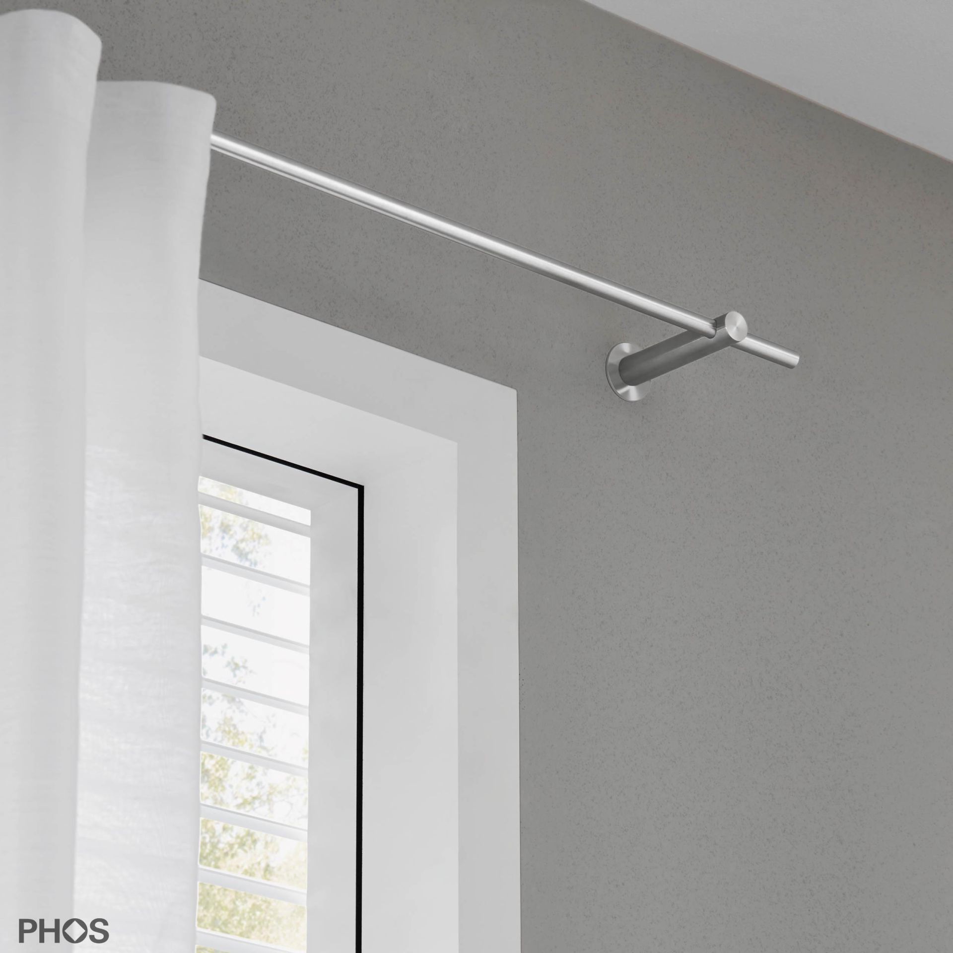 VS20-100-1800 Комплект карнизов: 180 см с 2 кронштейнами (среднее расстояние до стены) PHOS  - Вид №1