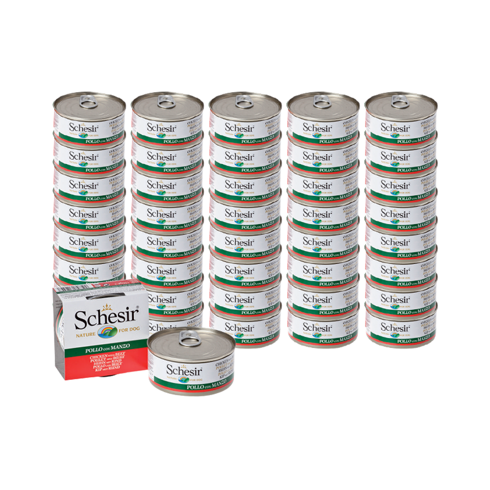 ПР0001021*40 Корм для собак Филе цыпленка, говядина конс. 150г (упаковка - 40 шт) SCHESIR 
