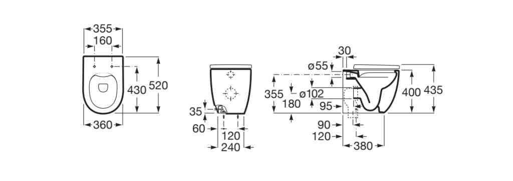 Напольный компактный фарфоровый туалет без бриды Roca Meridian ARCH-00151413 - Вид №2