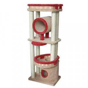 Т0038313 Домик для кошек Округлый с плетеной лежанкой и трубой, ковролиновый, 65х45х185см ПУШОК