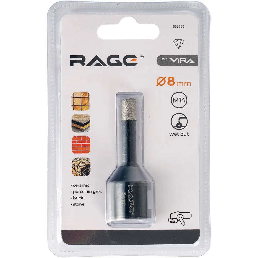 Алмазная коронка Rage для керамики 8 мм с креплением M14 89345797 STLM-0844337 - Вид №3