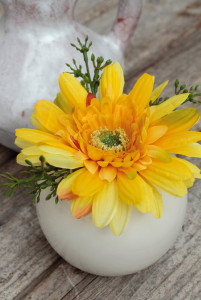 4215 330 a3 Шелковая гербера в керамическом горшочке, 12 см, желтая H-andreas