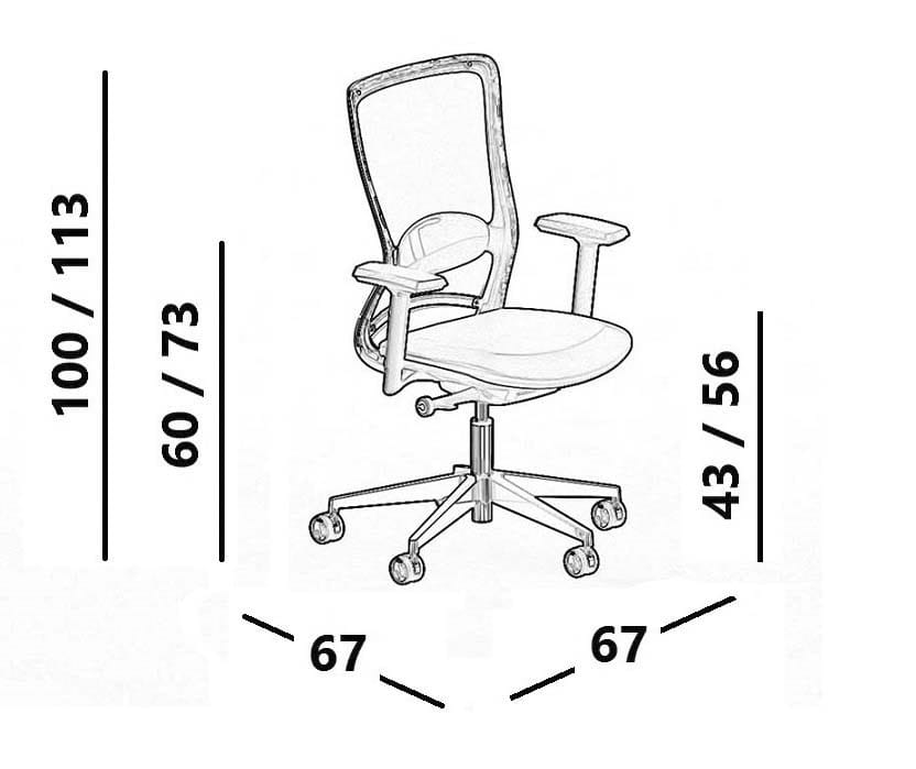 Офисное кресло с сетчатыми колесами и подлокотниками с 5 спицами Luxy ARCH-00020098 - Вид №10