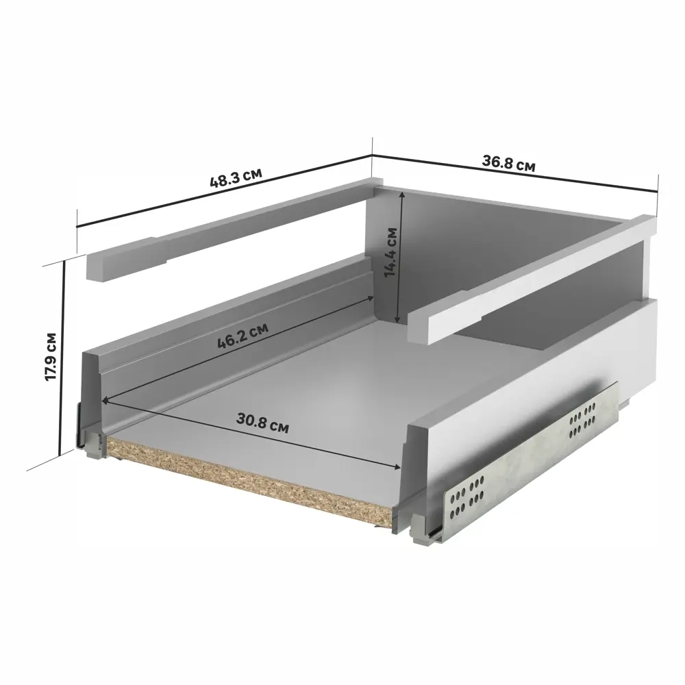 Ящик Delinia ID 36.8x17.9x48.3 см металл цвет серый Отсутствует STLM-2098685 - Вид №2