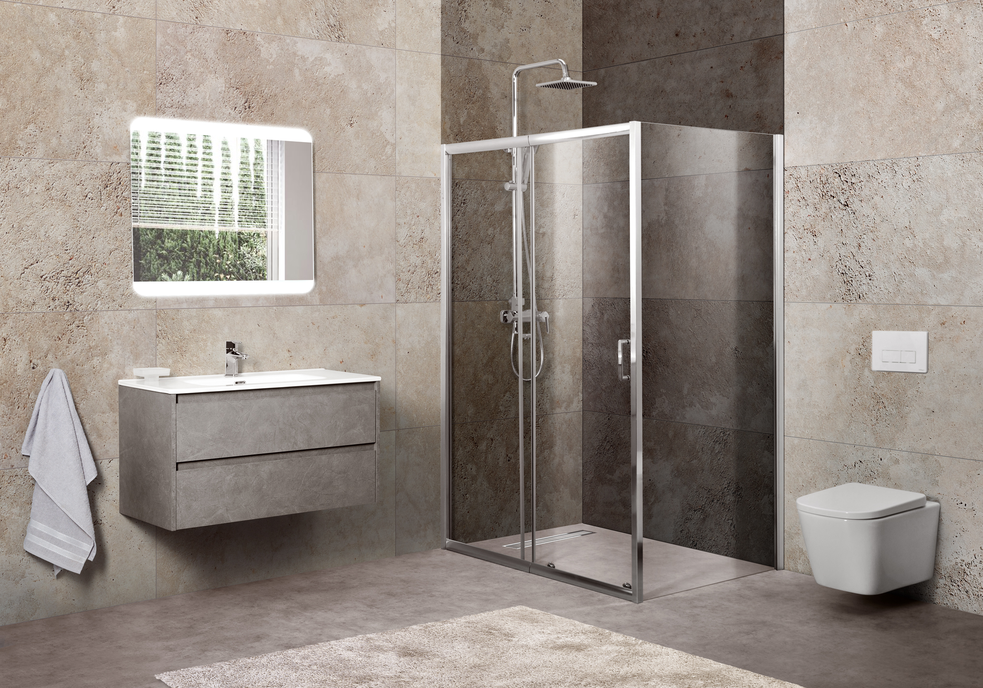 Душевой уголок BelBagno UNIQUE-AH-1-120/135-90-C-Cr - Вид №1