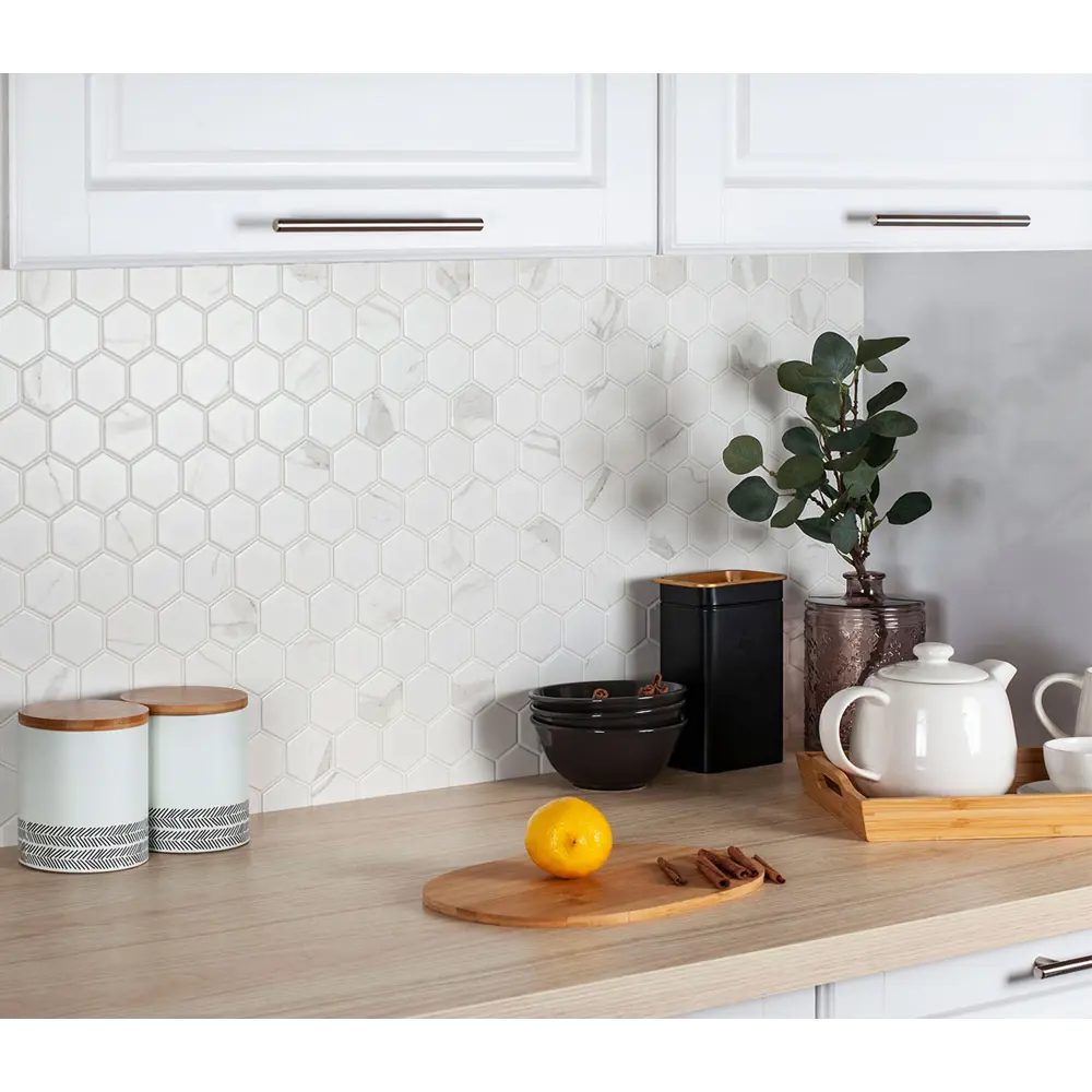 Мозаика керамическая Smart Mosaic Homework Hexagon Carrara Matt 27.1x28.2 см цвет серый 82909307 STLM-2106461 - Вид №6