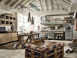 Marchi Cucine Модульная кухня из нержавеющей стали и дерева 1956