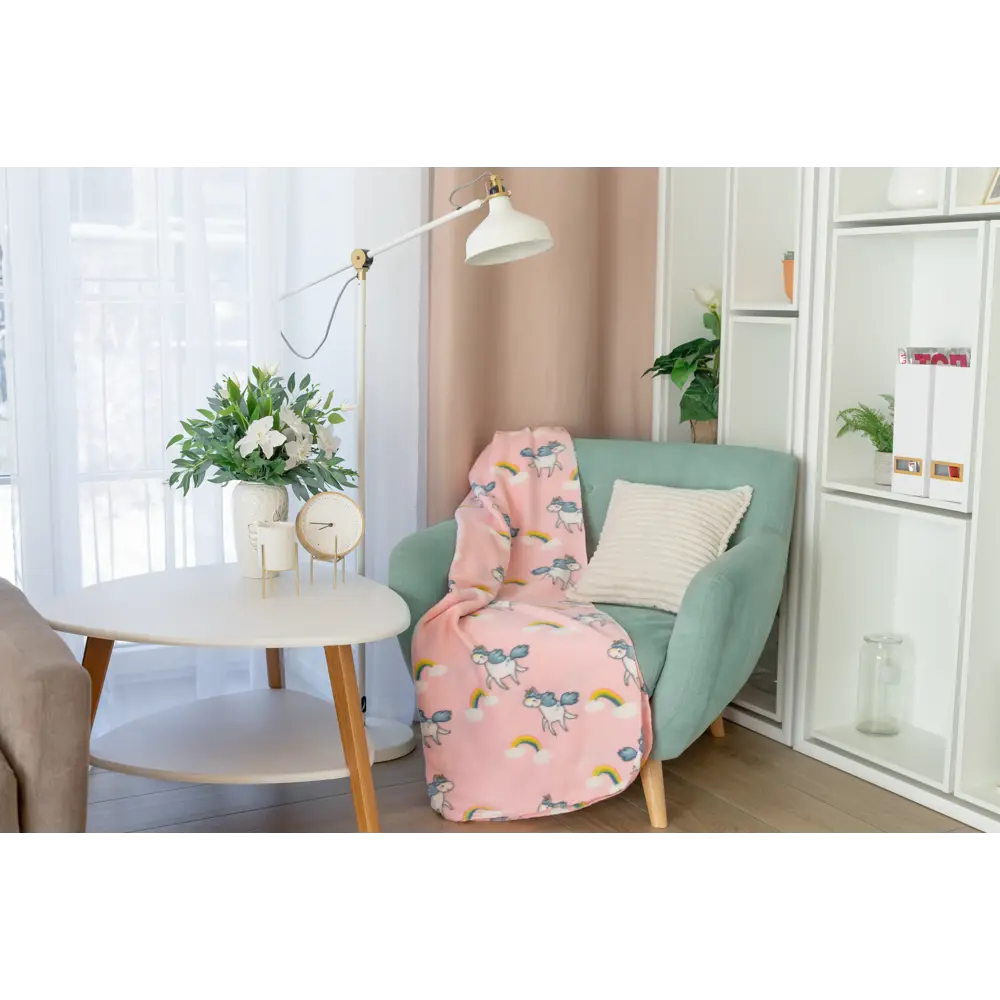 Плед «Единороги» 120x150 см флис цвет розовый BELEZZA STLM-2047850 - Вид №3