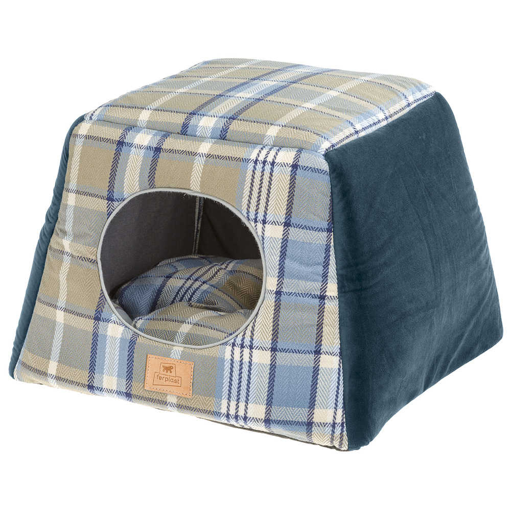 ПР0047065 Домик-трансформер для животных EDINBURGH синий, с двухсторонней подушкой FERPLAST 