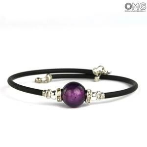 3719 ORIGINALMURANOGLASS Браслет Сиреневая Жемчужина - с серебром - муранское стекло OMG 18 см