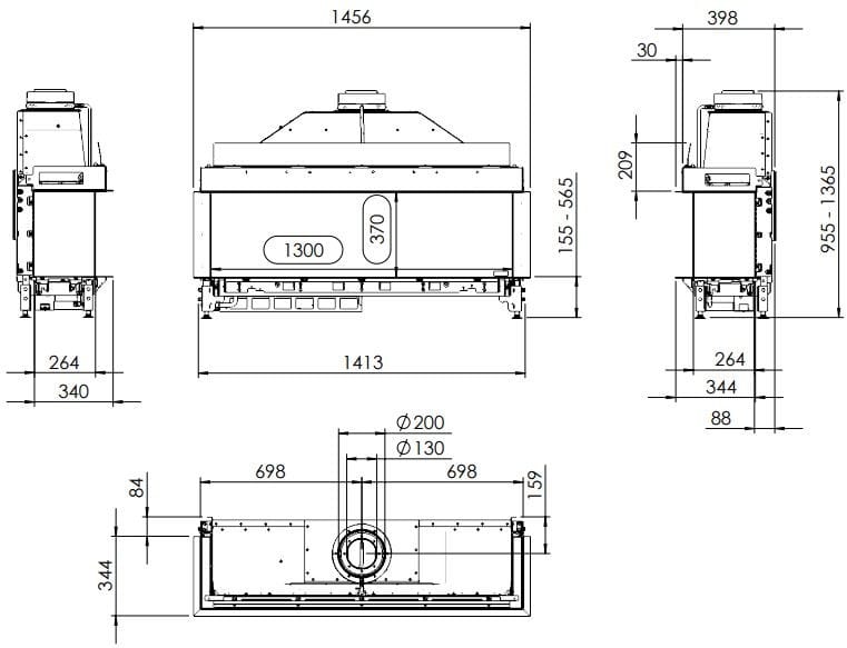 Настенный газовый камин с тройным фасадом KALFIRE G130/37S ARCH-00015618 - Вид №1