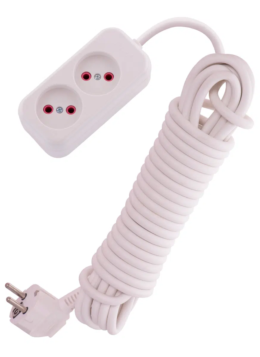 LILA Удлинитель без заземления 2 входа 7 метров белый LEZARD 720-0207-203