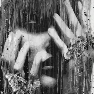 Арт-панель на холсте Alex Turco Woman Tribute Flower Power In Silver