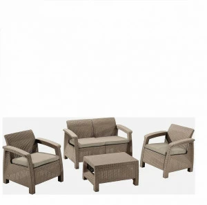 Мебель из ротанга, диван, кресла и столик, бежевые на 4 персоны Yalta AFINA  00-3860447 Бежевый