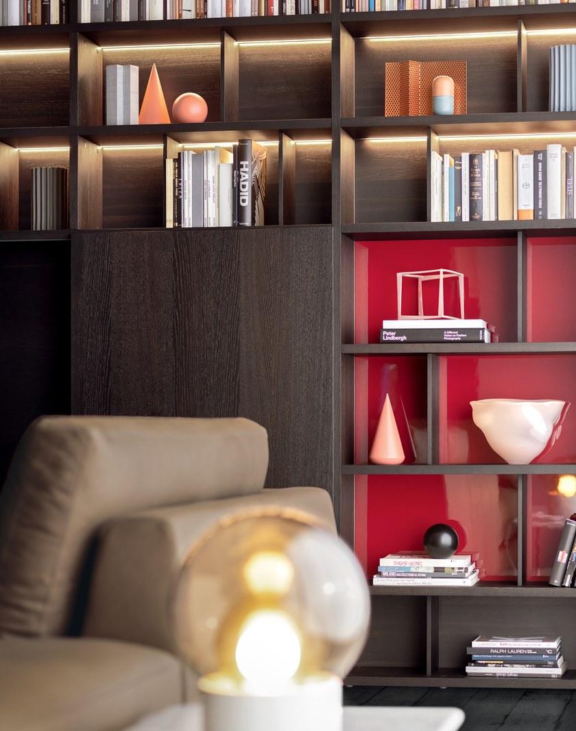 PIANCA Модульный деревянный книжный шкаф с раздвижными дверцами Spazioteca sun-id-1428048 - Вид №3