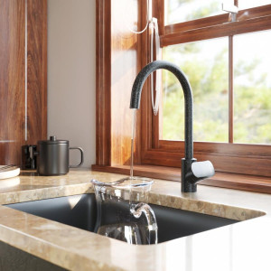 F8007S22 набор 2в1: смеситель для кухни с каналом для питьевой воды фильтр черный шт. AM.PM Like