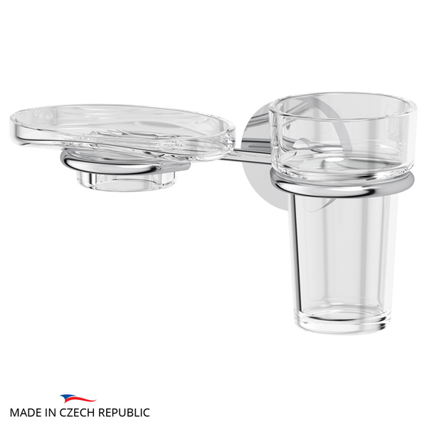 Держатель с прозрачными мыльницей и стаканом Ellux ELEGANCE ELE 008-C01 sun-id-561303 - Вид №1