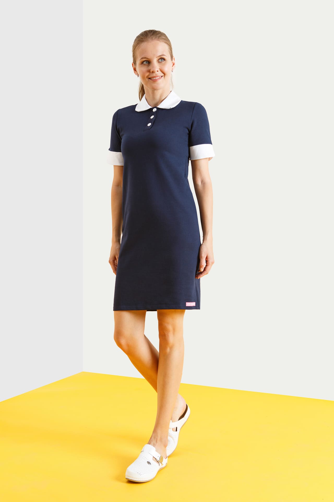 64661 Платье-поло трикотажное цвет NAVY (темно-синий) GRACE  Одежда для обслуживающего персонала  размер 52 (XXL)  - Вид №2