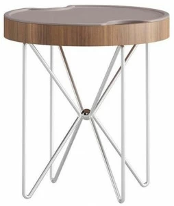 Ersa Круглый журнальный столик из фанерованной древесины с подносом Kilig