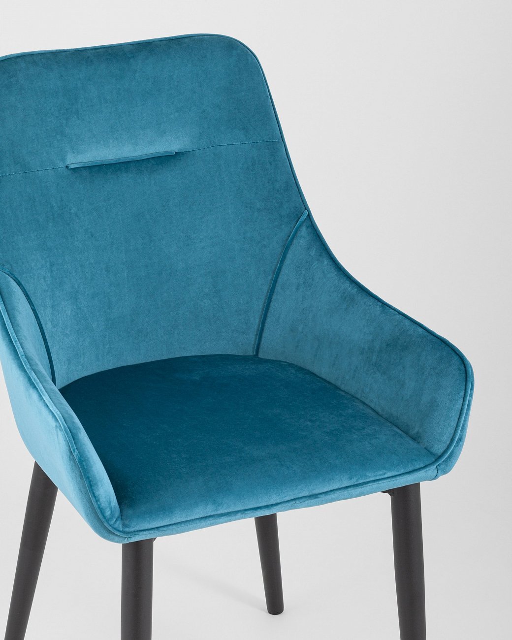 Стул с подлокотниками мягкий темно-бирюзовый с черными металлическими ножками "Диана" STOOL GROUP ДИЗАЙНЕРСКИЕ 00-3881953 Голубой  - Вид №6