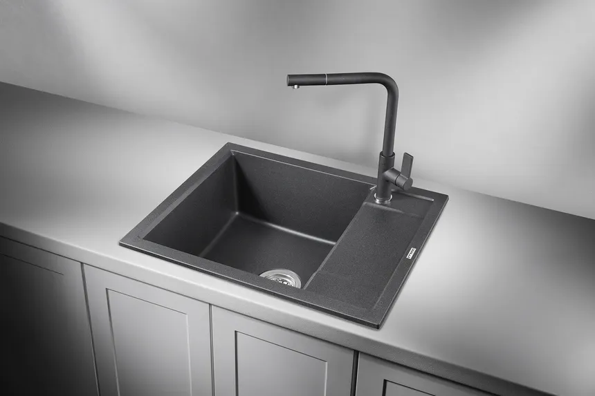 6002, ЧЁРНЫЙ, кухонная мойка, кварц GRANULA 6002-ST133