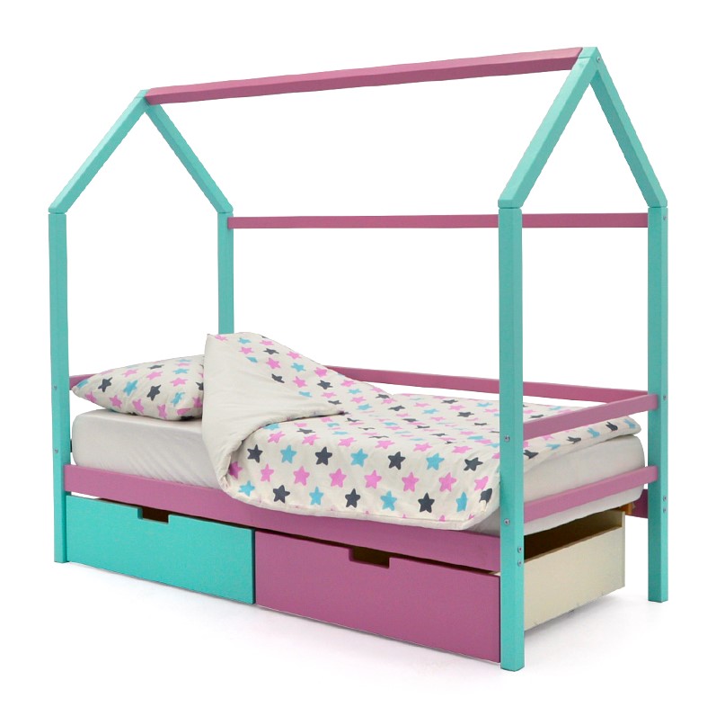 Кровать-домик детская мятная-лаванда Svogen БЕЛЬМАРКО  00-3833076 Голубой Santreyd  - Вид №1