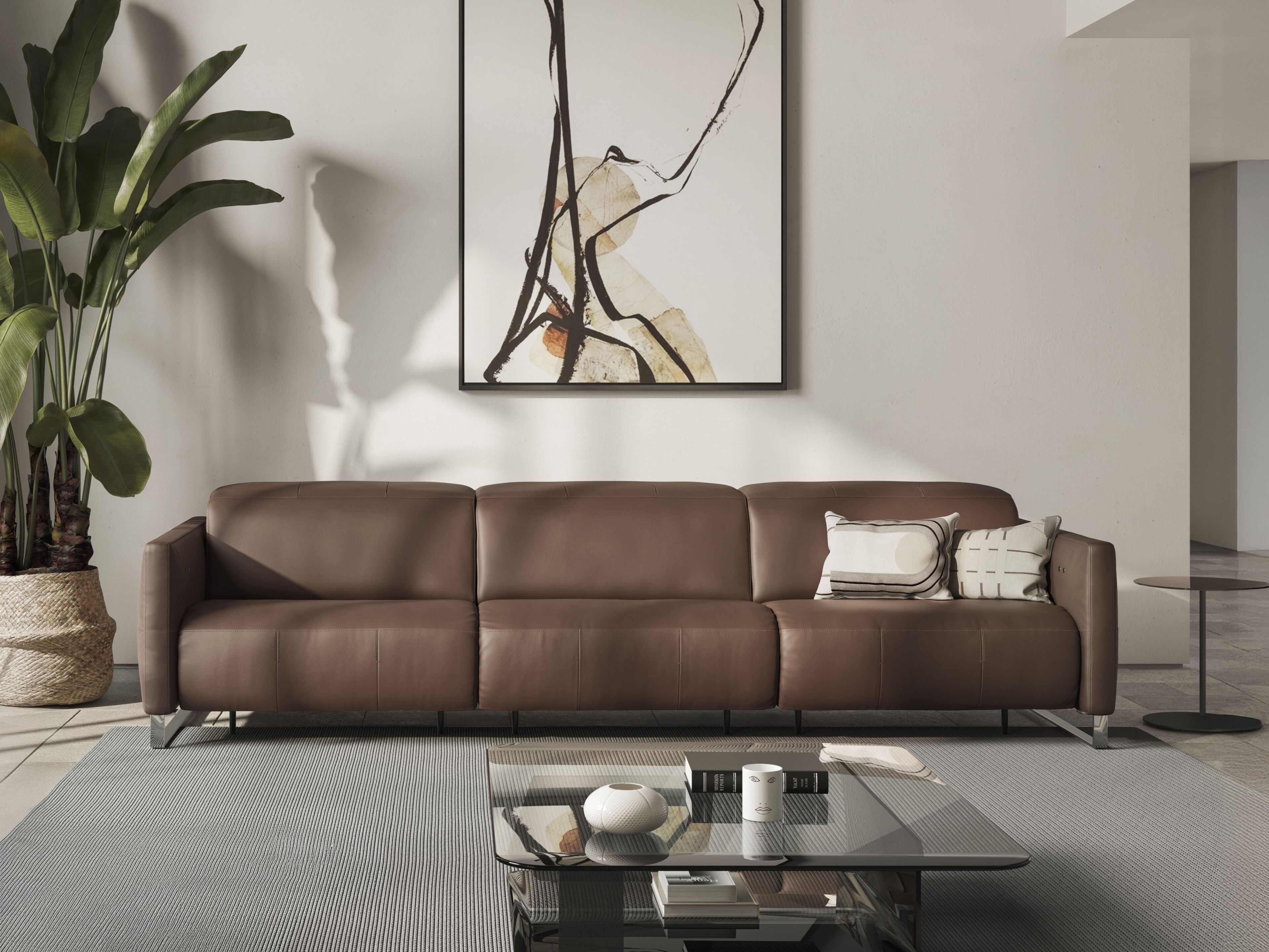 Кожаный диван-кровать с подголовником и подставкой для ног Natuzzi Italia Sophy ARCH-00047916 - Вид №2