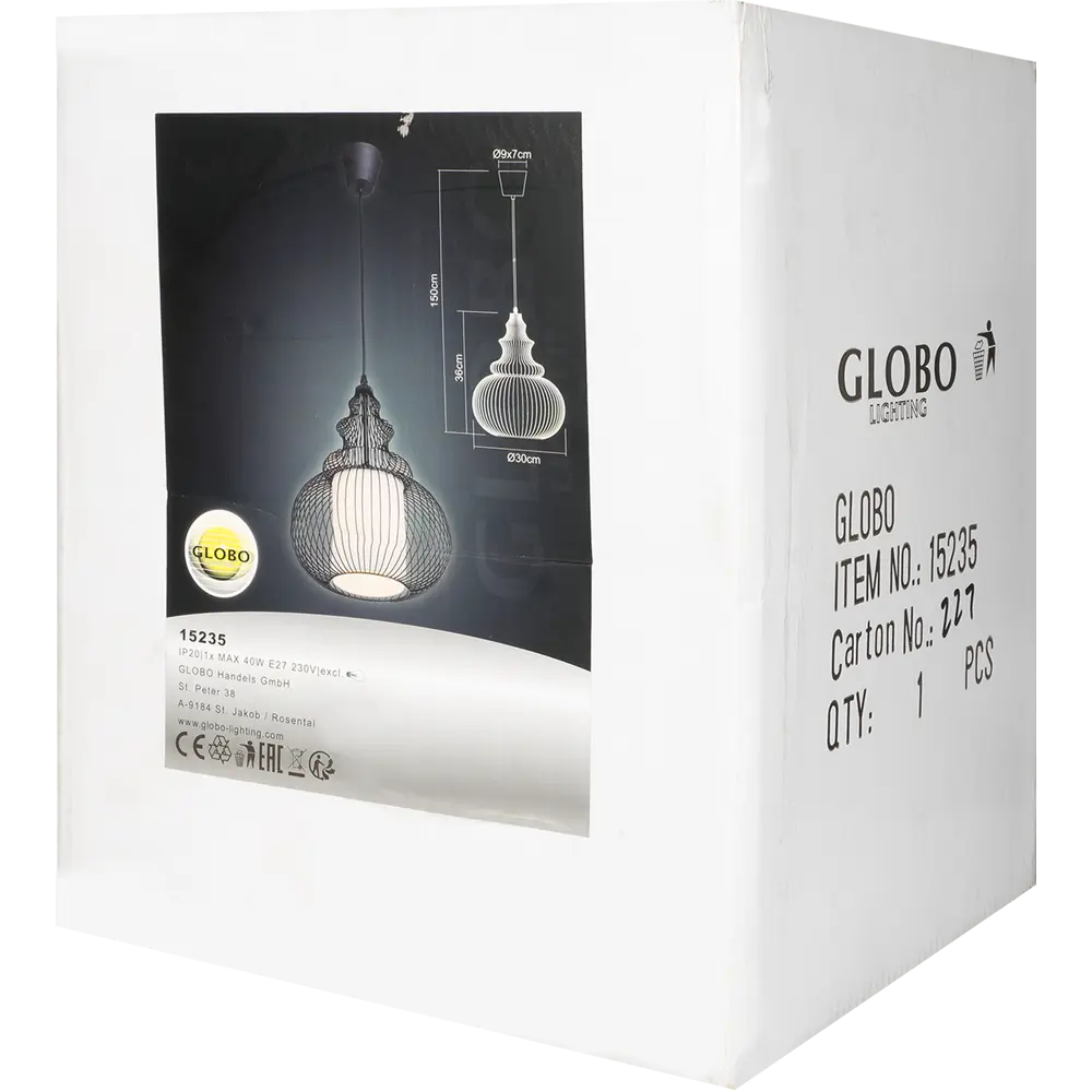 Светильник Globo 1xE2740 Вт, 30 см, цвет чёрный 18779121 STLM-2172171  - Вид №8