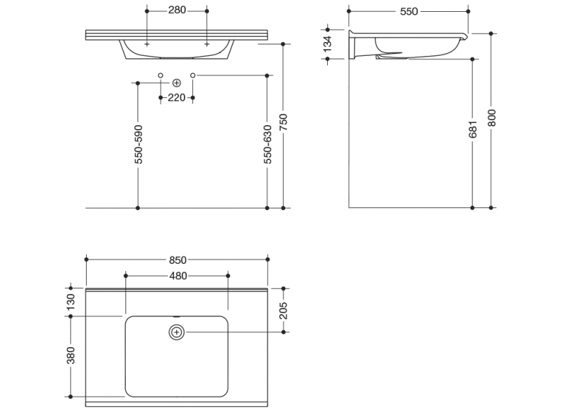 950.13.302 Тумба под умывальник, модульная HEWI Waschtische  - Вид №1