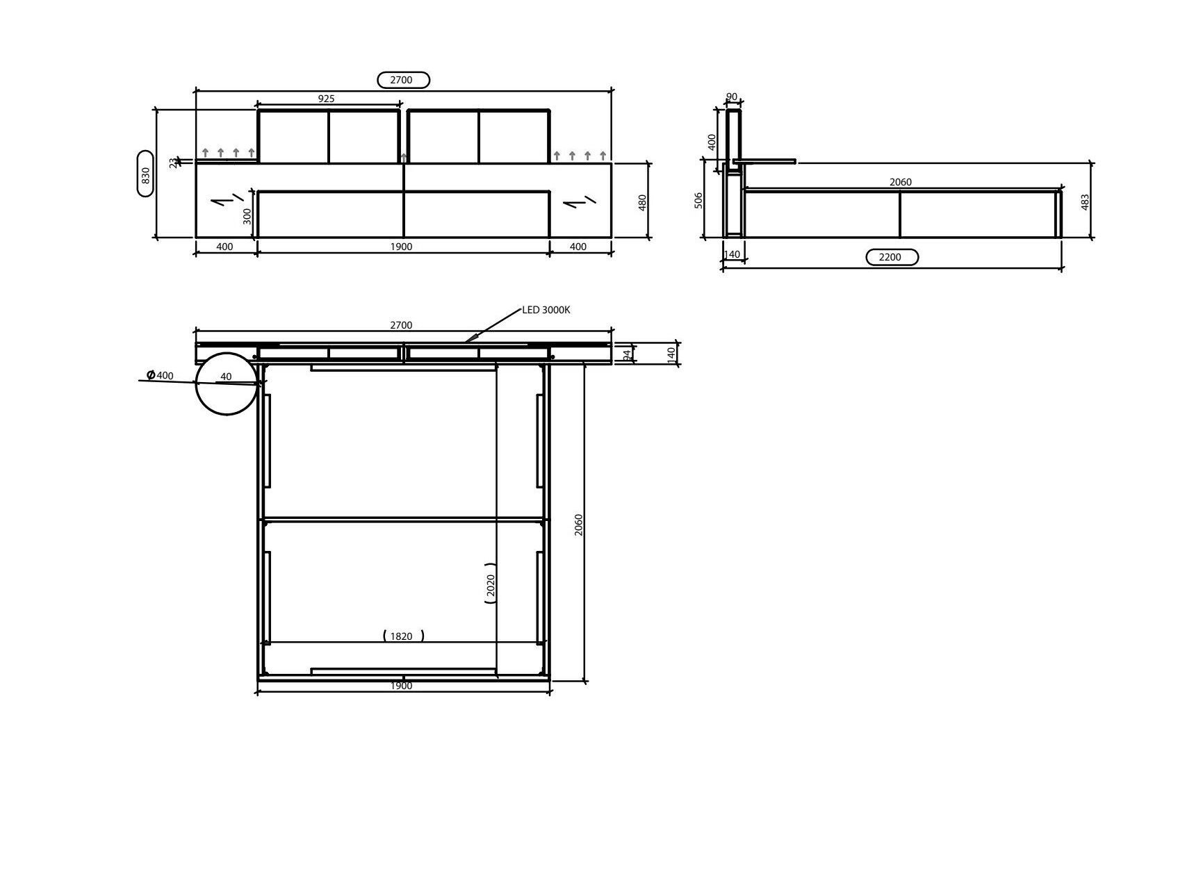 Двуспальная кровать из ткани с мягким изголовьем и встроенными тумбочками Laskasas Origin ARCH-00106710 - Вид №7