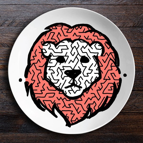 O001 Набор тарелок зоолаб - бык/лев BadLab  - Вид №2