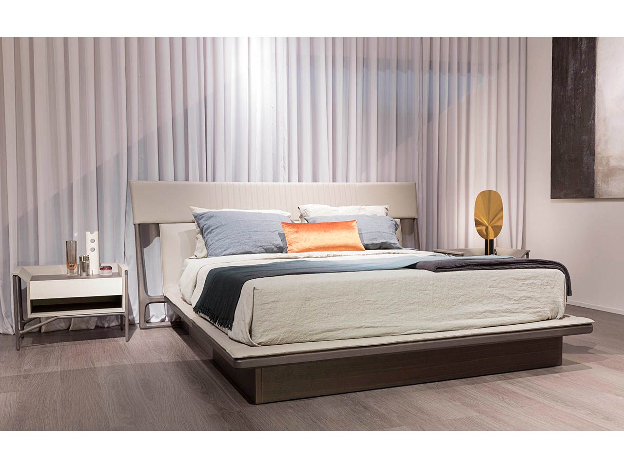 Деревянная двуспальная кровать с кожаным мягким изголовьем Turri Vine ARCH-00031611 - Вид №2