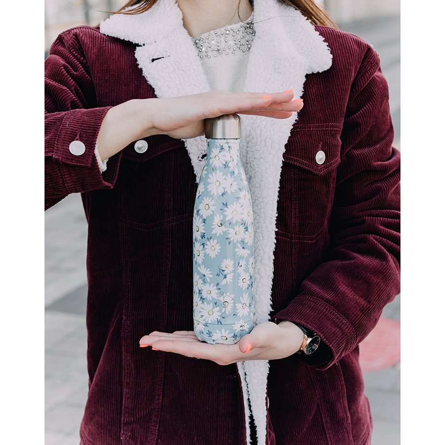 Термос 500 мл бело-голубой Floral Daisy CHILLY'S BOTTLES ДИЗАЙНЕРСКИЕ 00-3947978 Белый;голубой  - Вид №2